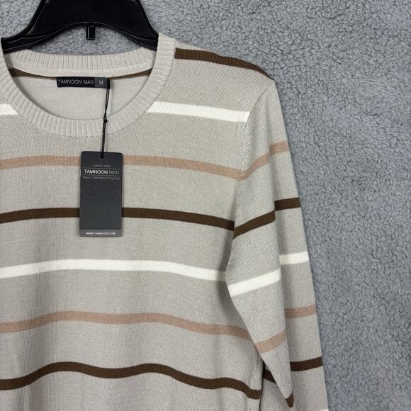 y2k vintage Tamnoon Man Men’s Crewneck Preppy Sweater Medium Striped Classic - Picture 2 of 12